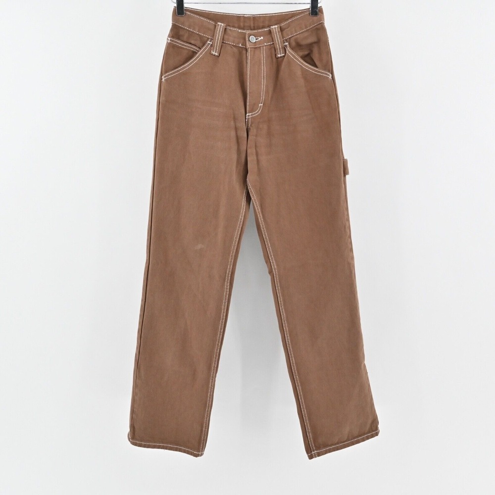 BRANDY MELVILLE J GALT Jeans Womens Sz S Brown Cotton Carpenter‎ Wide Leg Retro